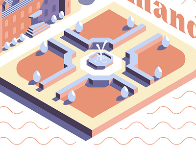 Le Château Normand - The Garden castle chateau design flat graphic illustration isometric isometry minimalist modern