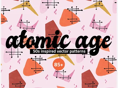Atomic Age Watercolor Patterns 50s abstract atomic age clipart creative market floral illustration pattern retro set vector vintage