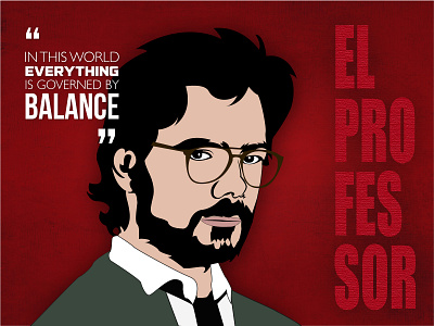 THE PROFESSOR - Money Heist character fanart illustration lecasadepapel moneyheist portrait professor vectorart