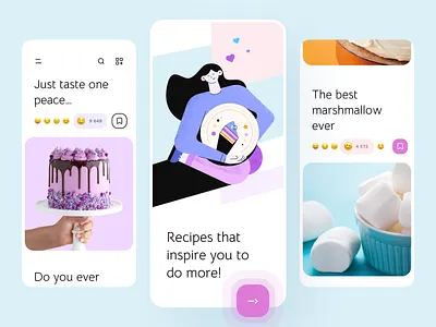 Online Recipes - Mobile App app app design mobile app mobile app design mobile design mobile ui receipts recipe recipe app recipe book recipes social network social networks