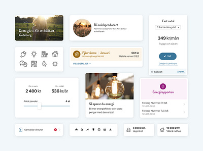Göteborg Energi – UI Components cards electricity energy invoice pastel shadows sketch ui ui components web design