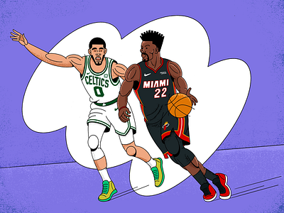 Celtics VS Miami 2d art basketball boston celtics character design characterdesign design digital illustration drawing flat illustraion illustration illustration art illustrator miami heat nba nba playoffs nba poster procreate procreate app procreate art