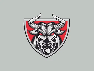 Bull Head Shield Logo animal branding bull design illustration logo modern shield vector