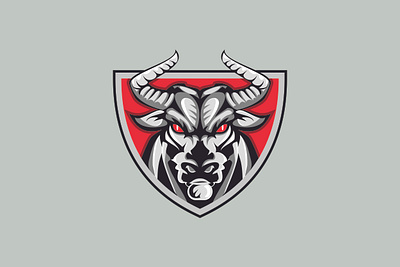 Bull Head Shield Logo animal branding bull design illustration logo modern shield vector