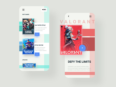 Riots Games Mobile App app concept design design gameshow league of legends mobile mobile app riot games teamfight tactics ui uiux ux valorant