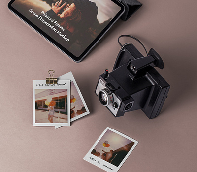 Free Psd Polaroid Mockup Frames Set camera ipad pro polaroid polaroid mockup