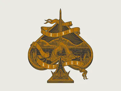 King Arthur card deck design digital folioart illustration line muti playing cards vector