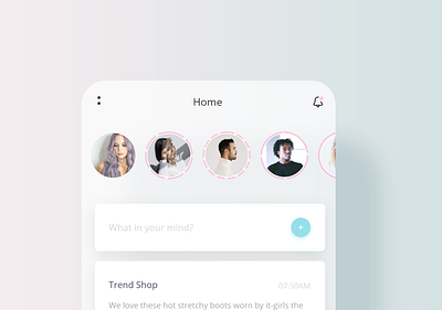 Social App UI - Home Screen adobexd app app design colors design dribbble home ios posts profile social story ui uidesign uiux ux uxdesign uxui