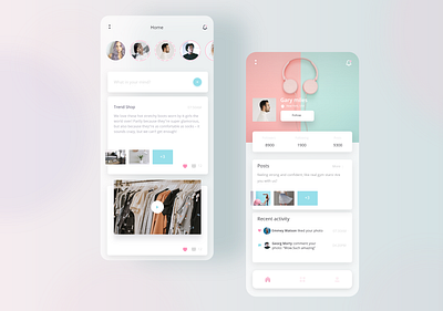 Social App UI adobexd app app design blue colors creative design dribbble ios minimalist mockup pink social story ui uidesign uiux ux uxdesign uxui