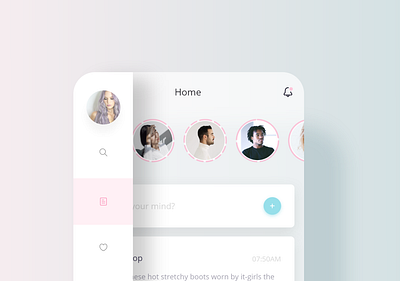 Social App UI - Menu Bar adobexd app app design design dribbble ios menu menu bar posts profile slider story ui uidesign uiux ux uxdesign