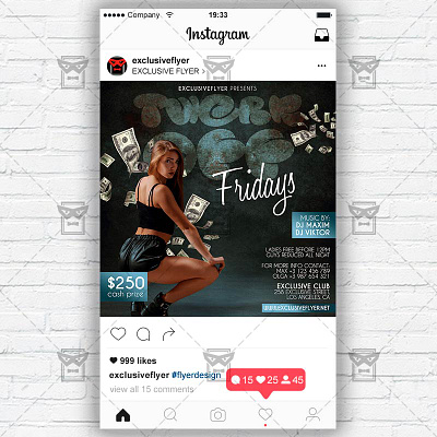 Twerk Off - Instagram Post and Stories PSD Template tattooed