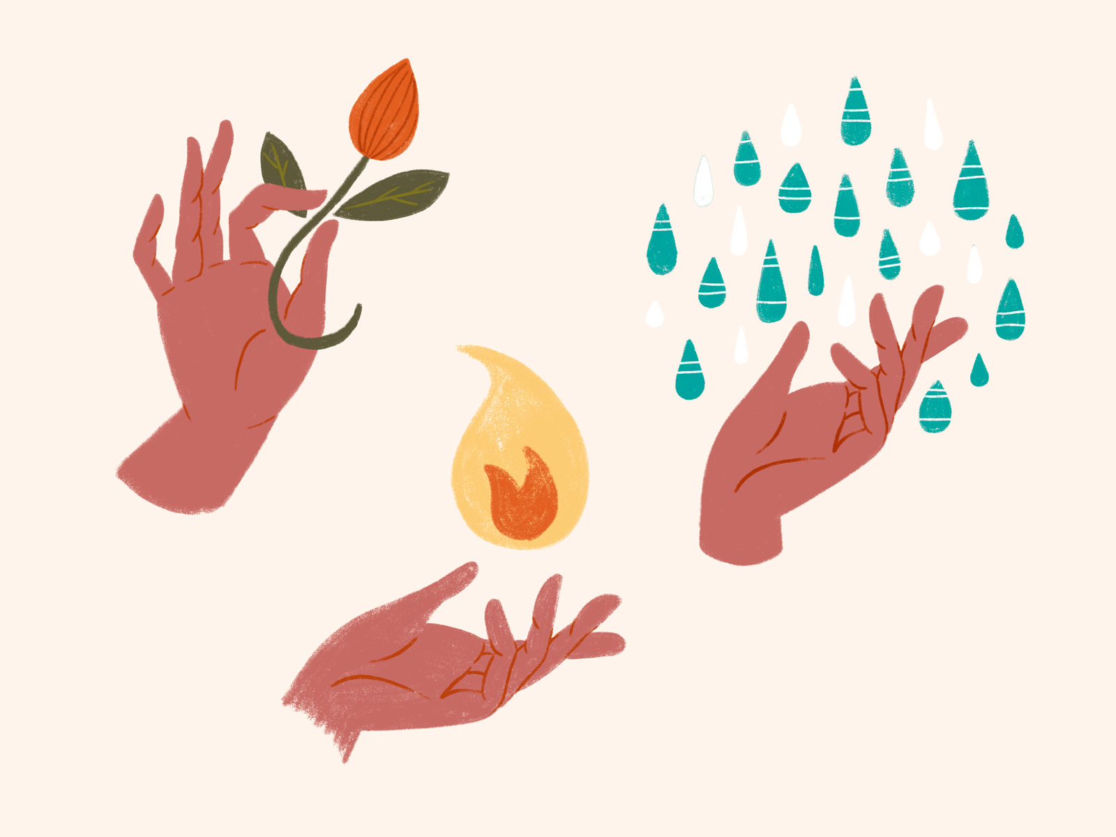 Elements anatomy art artwork ayurveda element fire flat hand hands health healthcare healthy illustration india indian minimal nature simple water yoga