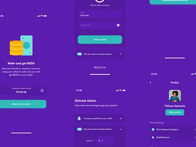 Incentive App app app design app ui figma minimal mobile app mobile ui nigeria onboarding product design profile refer referral task app ui ui design user interface ui ux design
