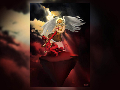angel v demon illustration artwork digital painting digitaldrawing graphic design illustration vector