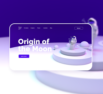 Origin of the Moon 3d cosmos graphic landing page landing page design mock up moon space ui ui design ux ui ux ui design webdesign