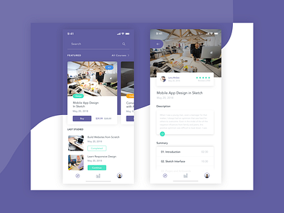 Learning App app app design clean courses design ios learning learning app minimal study ui ux