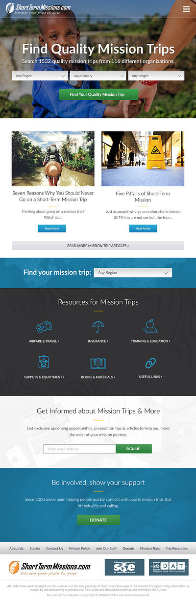 Mission Trip Finder christianity church design graphic design missions ui ux web design