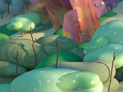 Fantasy - Detail Shot 3d environment 3d illustration 3d landscape 3d plants c4d cinema 4d crystal crystals illustration landscape plant rendering stuart wade