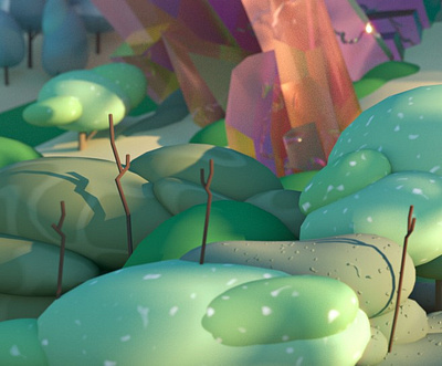 Fantasy - Detail Shot 3d environment 3d illustration 3d landscape 3d plants c4d cinema 4d crystal crystals illustration landscape plant rendering stuart wade