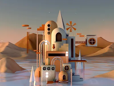 Ocean Landscape 3d 3dart 3dillustration blender blender3d c4d cinema4d design illustration