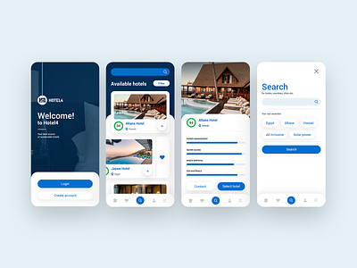 Hotel4 App app application ui blue design ecology hotel mobile app score search sustainability ui