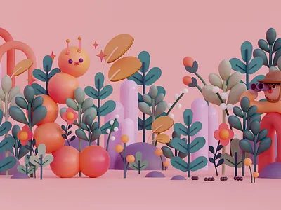 Creatures in the Forest 3d 3dart 3dillustration blender blender3d c4d cinema4d design digitalart illustration