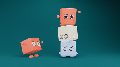 Teamwork 3d blender cartoon character design illustration render