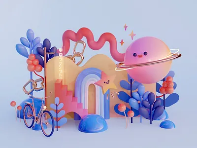 Planetarium 3d 3dart 3dillustration blender blender3d c4d cinema4d design digitalart illustration planet stars