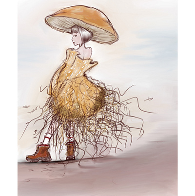 autumn mushroom dress color colour digital drawing drawring fashion fashion illustration funky illustration sketchbook