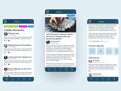 Platzi Collab app blog blog post categories category challenge challenge accepted design files flat mobile mobile app mobile app design mobile ui mobile uiux post social social media ui ux