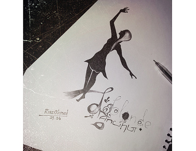 And She Danced Again ! Round and round ! black black pen blonde dancing sketch typography