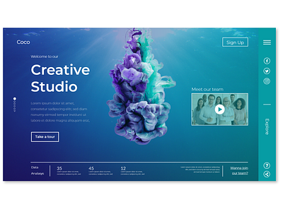 Creative Studio website - Landing page abstract branding creative design creative logo creativity design illustration illustrator landing page ui typography ui vector web