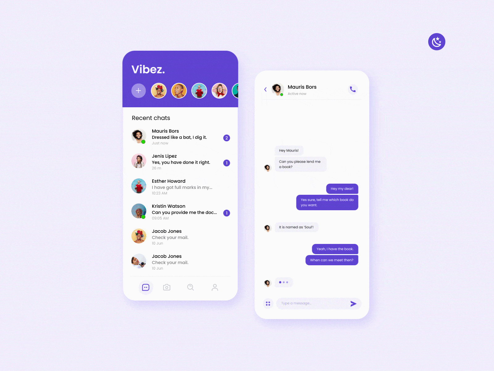 Dark Light Messenger app transition. app dark design figma interaction interactiondesign ui uidesign uiux userinterface ux uxdesign webdesign