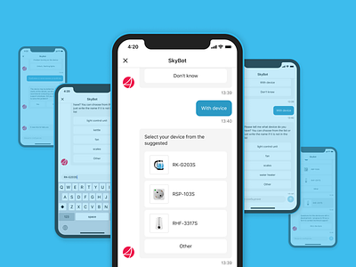 SkyBot — chatbot technical support for users. Mobile app + Web app bot chat chatbot figma ios iot ui ux webview