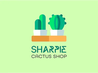 SHARPIE Cactus Shop branding cactus cactuslogo design flat flowerlogo icon icons logo logo design logo designer logo maker logodesign