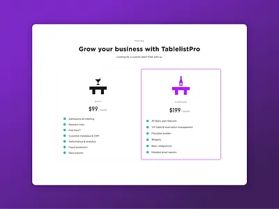TablelistPro Pricing club marketing night club nightclub nightlife pricing software venue management web web app