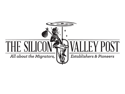 The Silicon Valley Post black brand design character characterdesign design digital gentleman idenity logo logo design mark mascot mascot logo monochrome newspaper silicon valley space tech tech logo technology