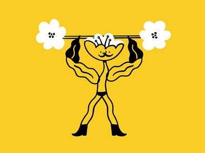 Body-build me up Buttercup 💪🌼 barbell bodybuilder buttercup design doodle flower funny illo illustration lol plant procreate sketch