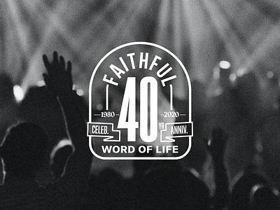 Word Of Life 40 Year Celebration Logo 40 years 40th anniversary badge banner brand branding celebration church design flat illustration graphic design identity mark milestone typography vector word worship