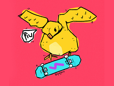 pintinho chick cute drawing illustration kickflip meme skate skateboard