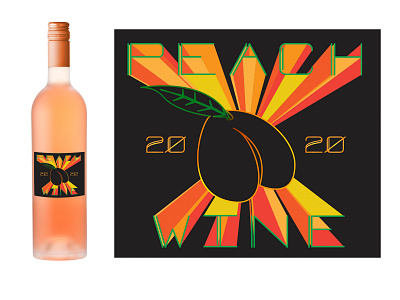 Peach Wine Mock Up adobe illustrator aiga aiga upstate new york branding colorful glow gradient graphic design hire me label design lettering logo design orange peach perspective rays typography design vector wine label design