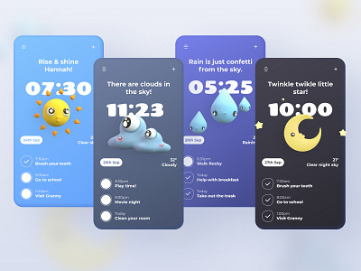 To Do List for Kids! 3d app blender character colorful design illustration kids minimalist to do list ui ux weather