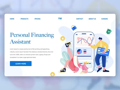 UI Illustration Theme Design｜Finance design graphic illustration landing page ui web