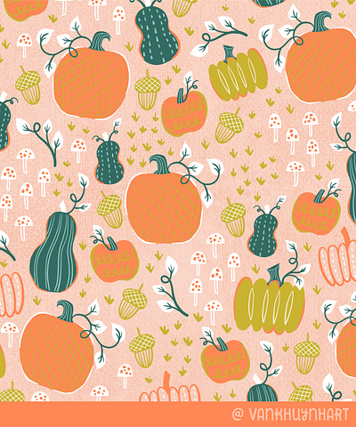 Pumpkin Pattern art licensing artwork artworks autumn digital art drawing fall food illustration gourd illo illustration pattern pattern design pattern print pumpkin repeat pattern seasonal surface design surface pattern vector art