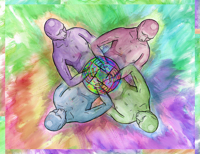 Group Love colorful illustration lgbt polyamory zine