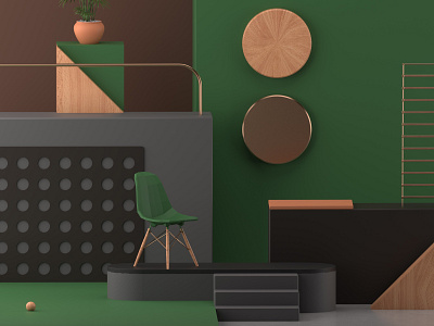 Composition 2 3d 3d art cinema cinema4d classy cool design green illustraion pattern texture tile wood