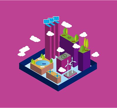 City of future city color design illustration vector