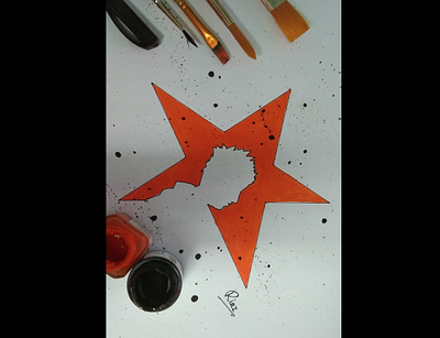 Startrek! black minimal orange paint pen poster