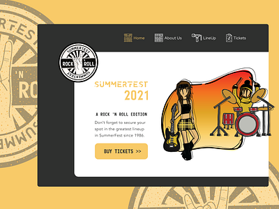 Daily UI : 003 - SummerFest 003 2020 trend branding daily 100 challenge dailyui dailyuichallenge design drums festival guitar illustration minimal music rock and roll ui uiux vector vector art vector illustration web