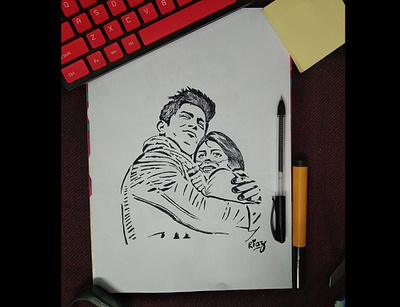 Dil Bechara art blackpen bollywood character movie portrait romance sketch